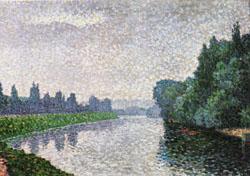 Albert Dubois-Pillet The Marne River at Dawn oil painting picture
